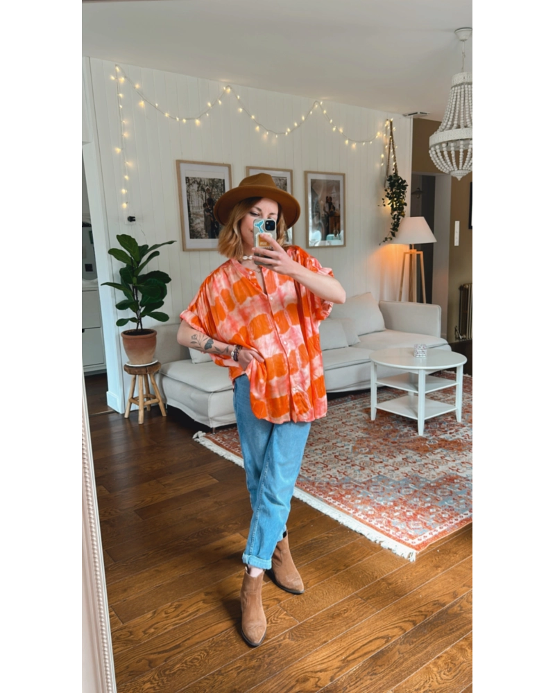 Chemise oversize orange bohème