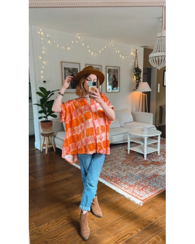 Chemise oversize orange bohème