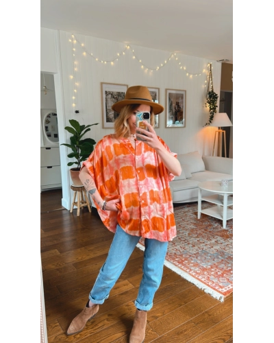 Chemise oversize orange bohème