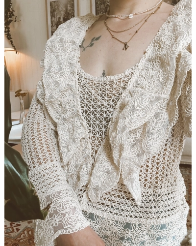 Blouse crochet et dentelle - Amina