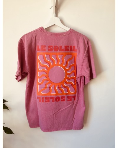 tee-shirt rose ou kaki van, palmier soleil  - TRAVEL