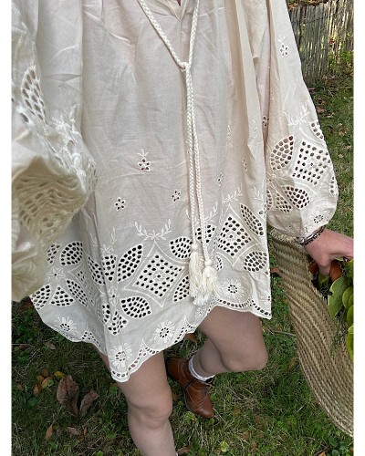 Blouse en broderie anglaise bohème ARLETTE - Loupiote